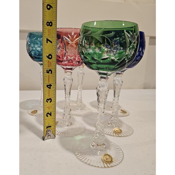 Set Of 6 Vintage JOSKA MOSEL Cut To Clear Wine Glasses New Vintage - Picture 6 of 14